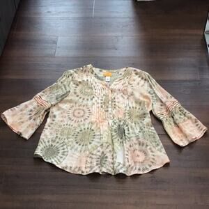 Ruby Rd NWOT Colorful Boho Blouse with gorgeous Sleeves